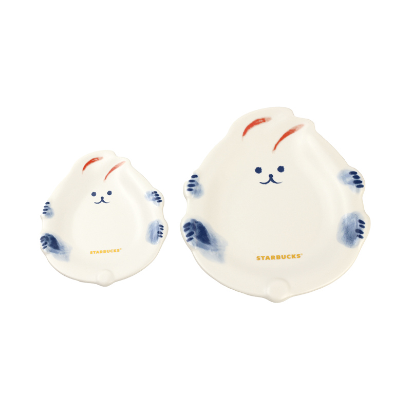星巴克（Starbucks） 盘子两件套 传统萌兔款 7.5*24.5*24.5cm 白色（单位：组）