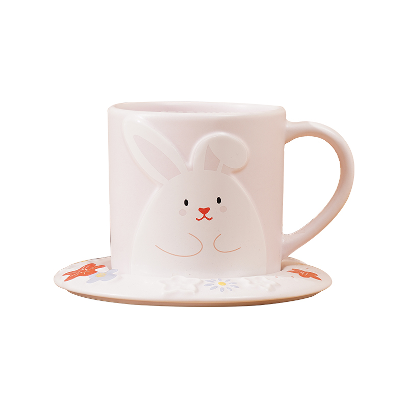 星巴克（Starbucks） 马克杯碟套装 兔兔藏花丛款 355ml 粉色（单位：组）