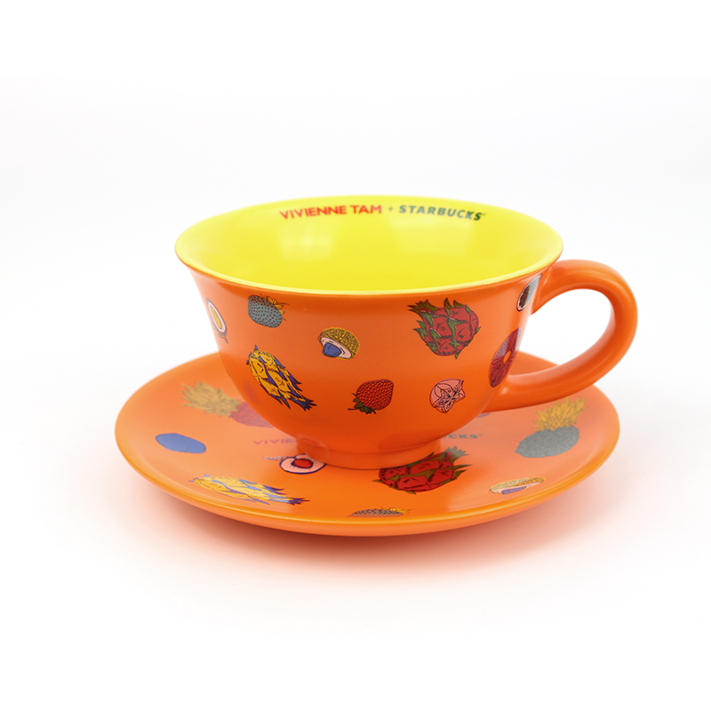 星巴克（Starbucks） 杯碟两件套 VIVIENNE TAM联名款水果系列 180ml 橙色（单位：组）