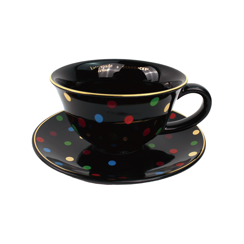 星巴克（Starbucks） 波点款杯盘组合 Starbucksxkate spade 180ml 黑色（单位：组）