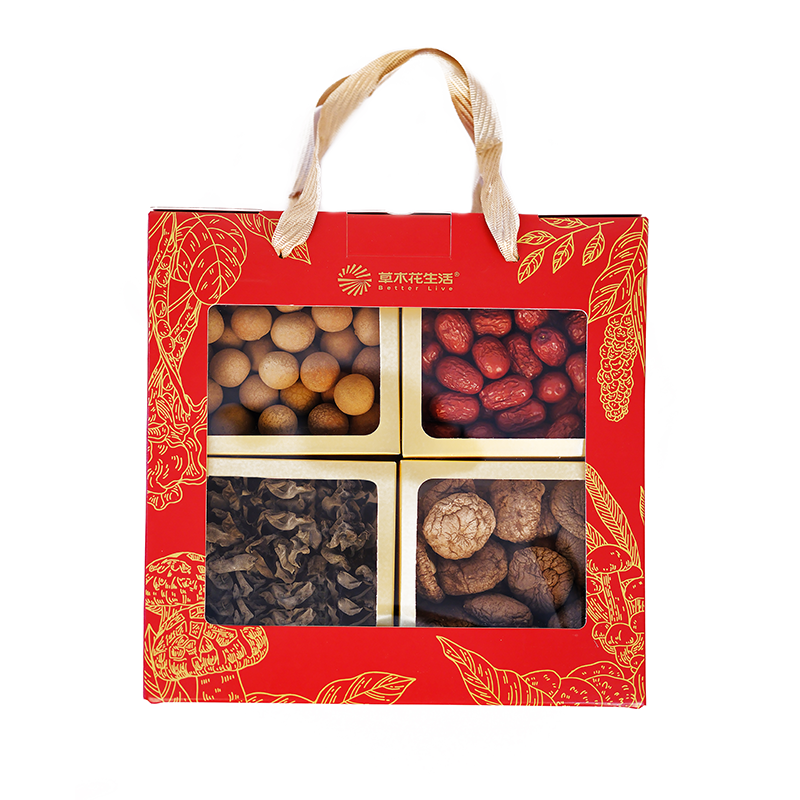 草木花生活 菌菇干货礼盒 天然农产品营养丰富 505g 红色（单位：盒）