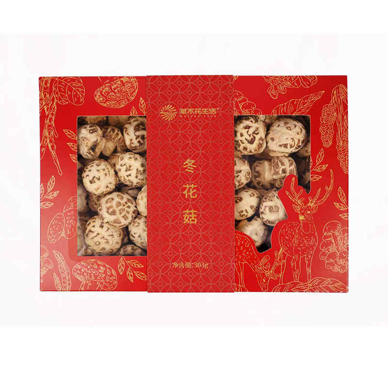 草木花生活 冬花菇礼盒 天然农产品营养丰富 303g 红色（单位：盒）