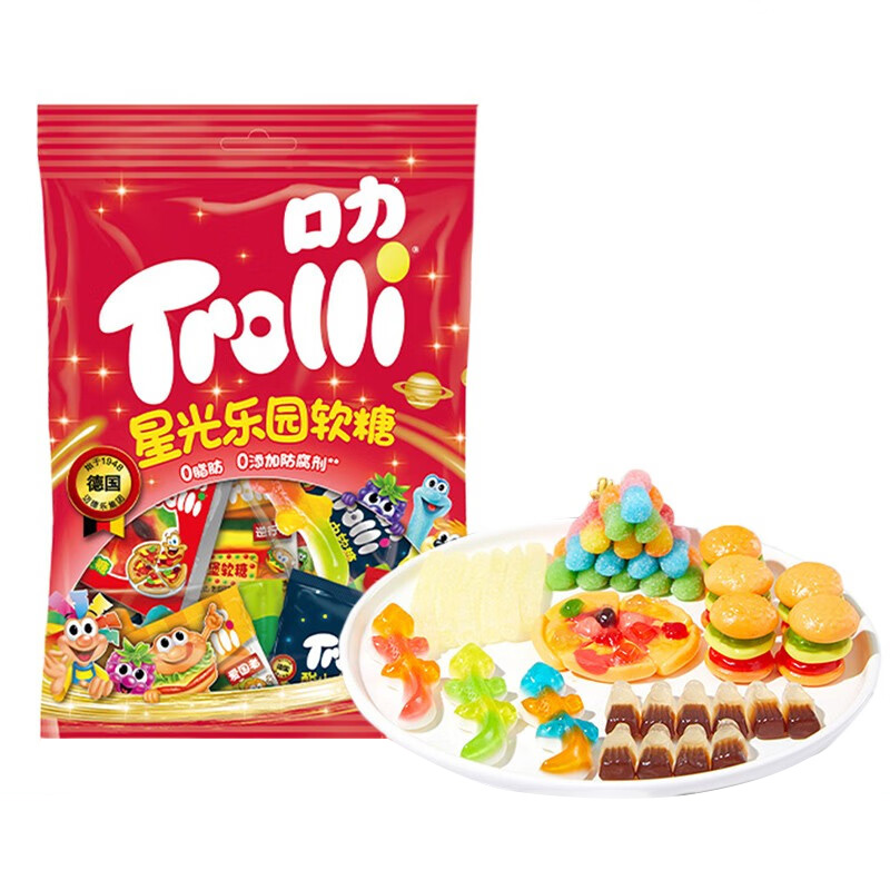 口力 Trolli儿童糖果 休闲零食 0脂肪 星光乐园软糖礼包 200g 红色（单位：袋）