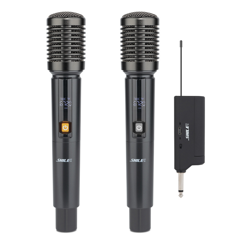 狮乐 （SHILE） 一拖二万能手持麦克风 SW-04 265*50mm 曜石黑（单位：套）