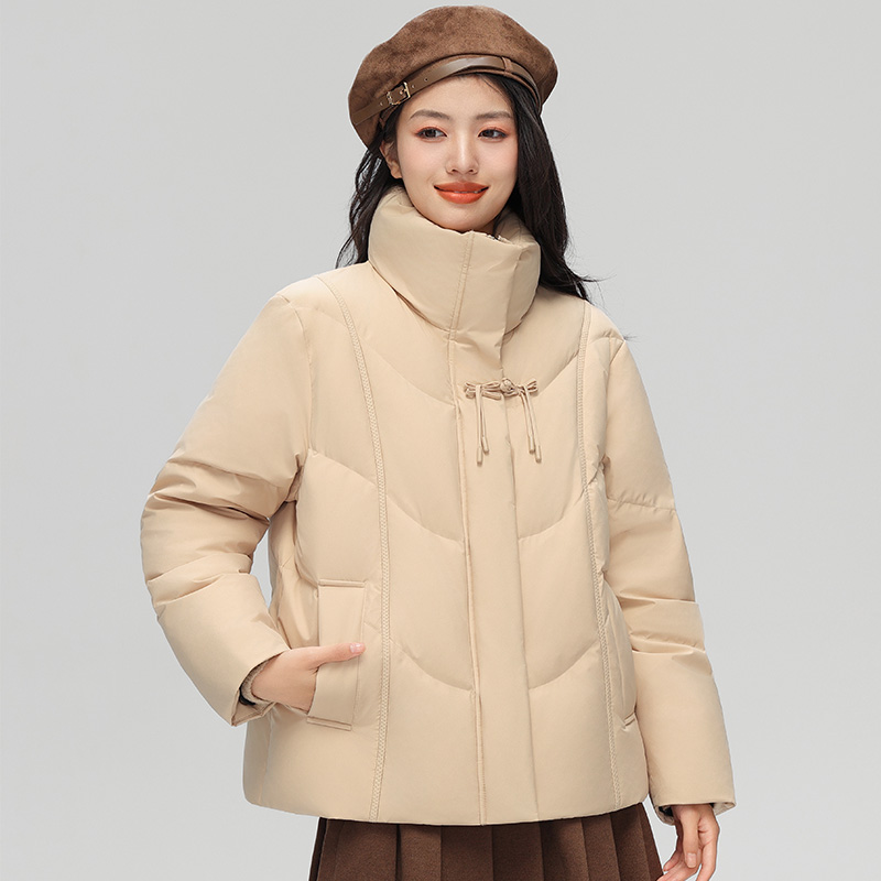 丰讯 新中式盘扣女式百搭短款冬季甜美立领保暖羽绒服外套 FXYL6880 羽绒服 S 蜂蜜卡其（单位：件）