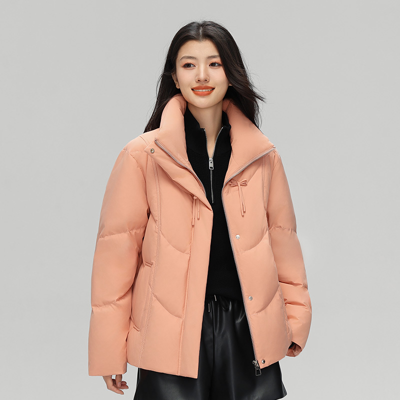 丰讯 新中式盘扣女式百搭短款冬季甜美立领保暖羽绒服外套 FXYL6880 羽绒服 S 绯烟橙（单位：件）