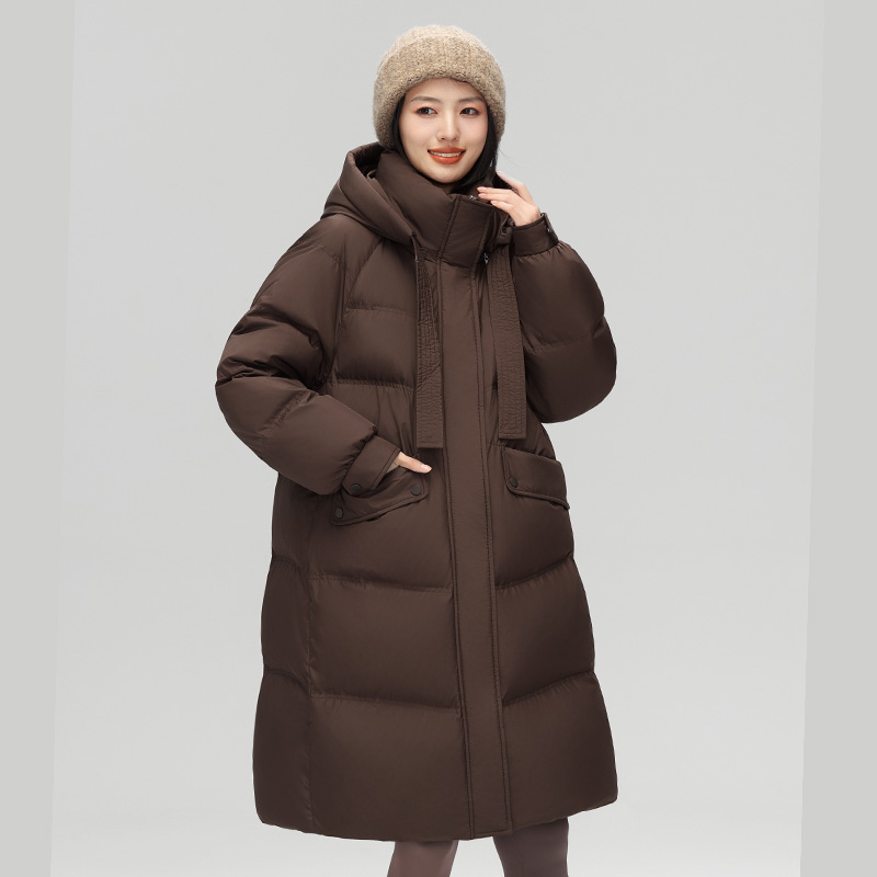 丰讯 冬季女士中长款可脱卸帽韩版甜美学院防寒外套 FXYL6887 羽绒服 M 咖啡色（单位：件）