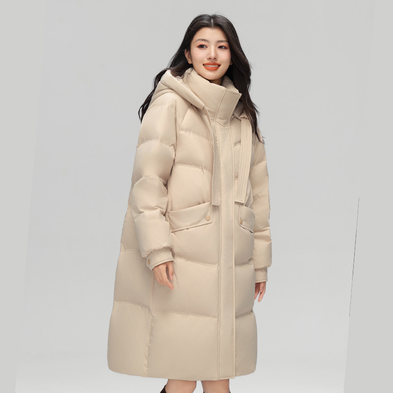 丰讯 冬季女士中长款可脱卸帽韩版甜美学院防寒外套 FXYL6887 羽绒服 M 卡其色（单位：件）