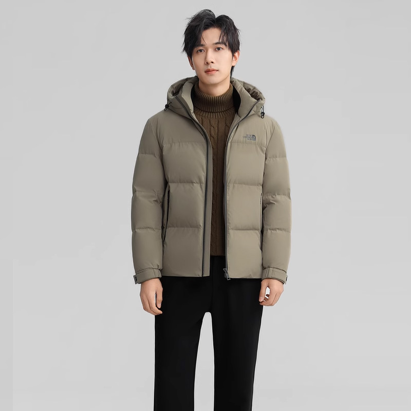 丰讯 冬季男士短款连帽纯色简约休闲百搭气质厚外套 FXYL6851 羽绒服 170 卡其色（单位：件）