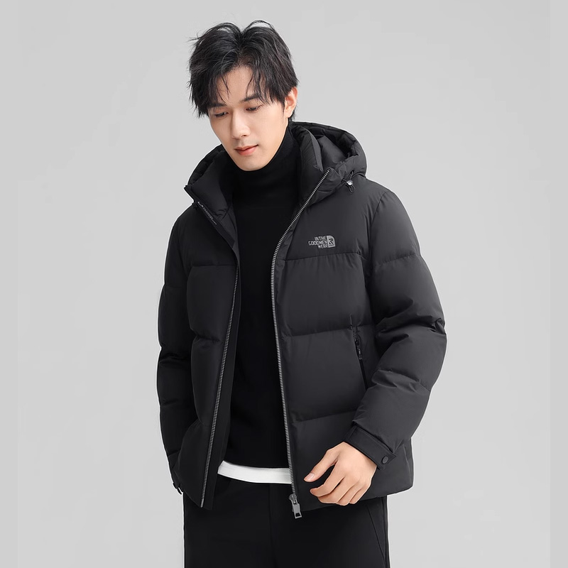 丰讯 冬季男士短款连帽纯色简约休闲百搭气质厚外套 FXYL6851 羽绒服 170 黑色（单位：件）