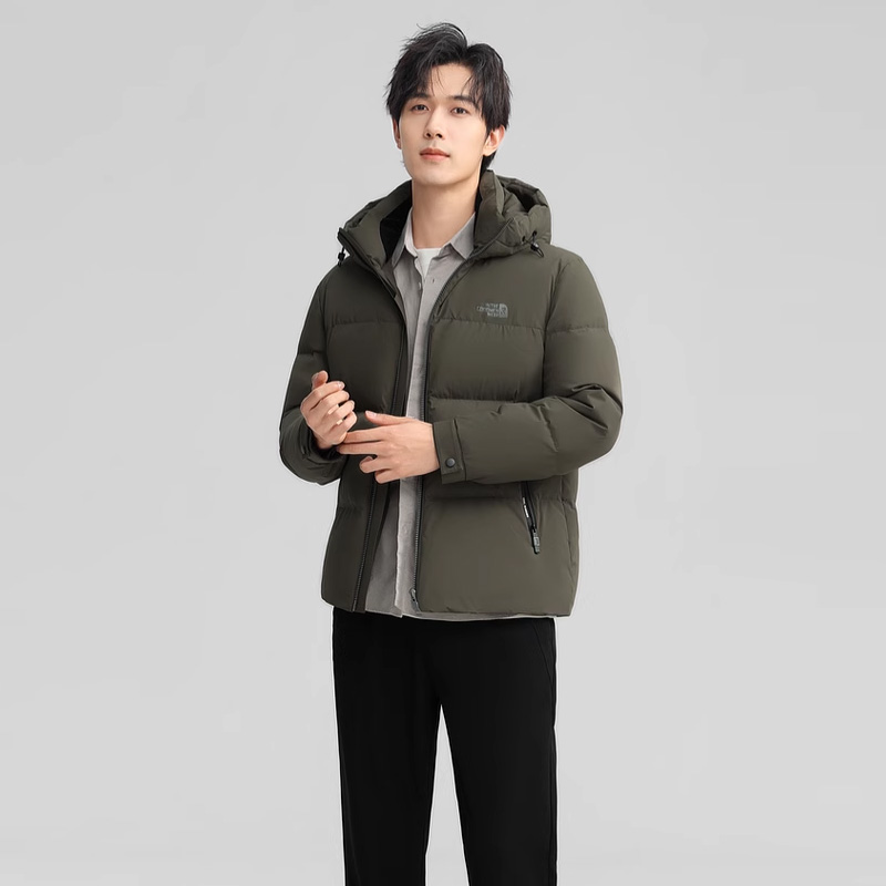 丰讯 冬季男士短款连帽纯色简约休闲百搭气质厚外套 FXYL6851 羽绒服 170 橄榄绿（单位：件）