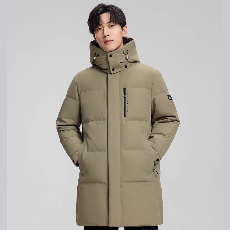 丰讯 冬季男士中长款服可拆帽商务休闲加厚抗寒简约外套 FXYL6859 羽绒服 190 浅棕卡（单位：件）