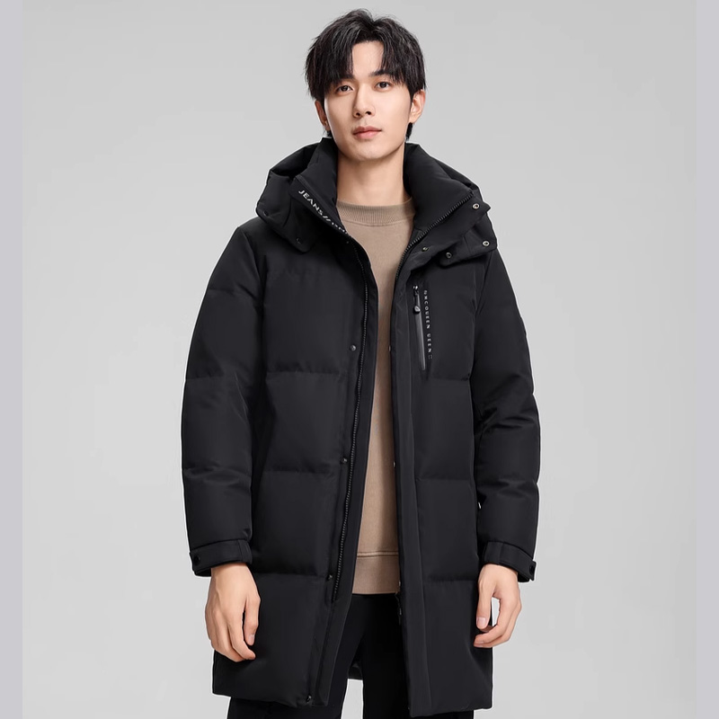 丰讯 冬季男士中长款服可拆帽商务休闲加厚抗寒简约外套 FXYL6859 羽绒服 180 黑色（单位：件）