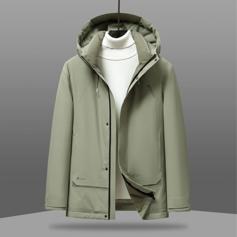 丰讯 男士冬季短款加厚保暖中年款休闲商务外套 FXYL6865 羽绒服 170 远苍绿（单位：件）