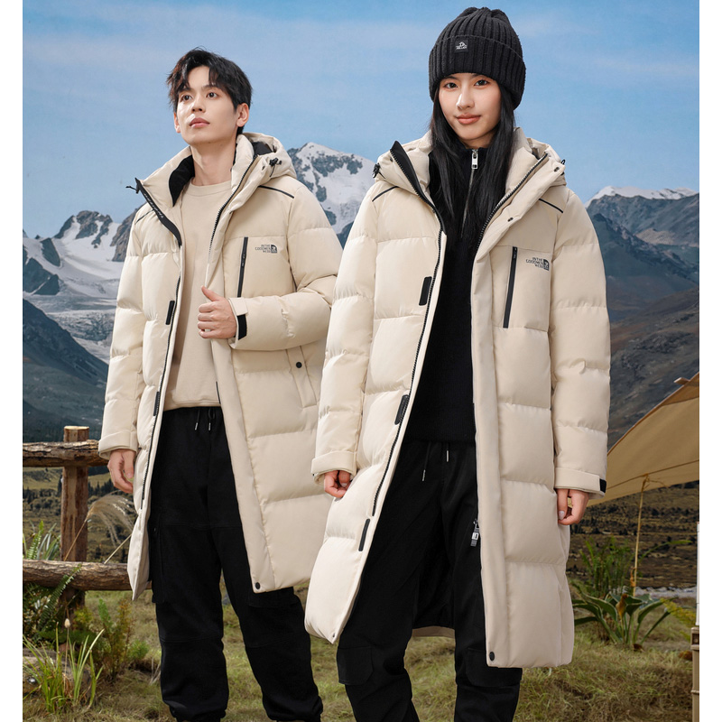 丰讯 男女情侣长款过膝连帽加厚高充绒保暖极寒冬季外套 FXYL6868 羽绒服 160 燕麦色（单位：件）