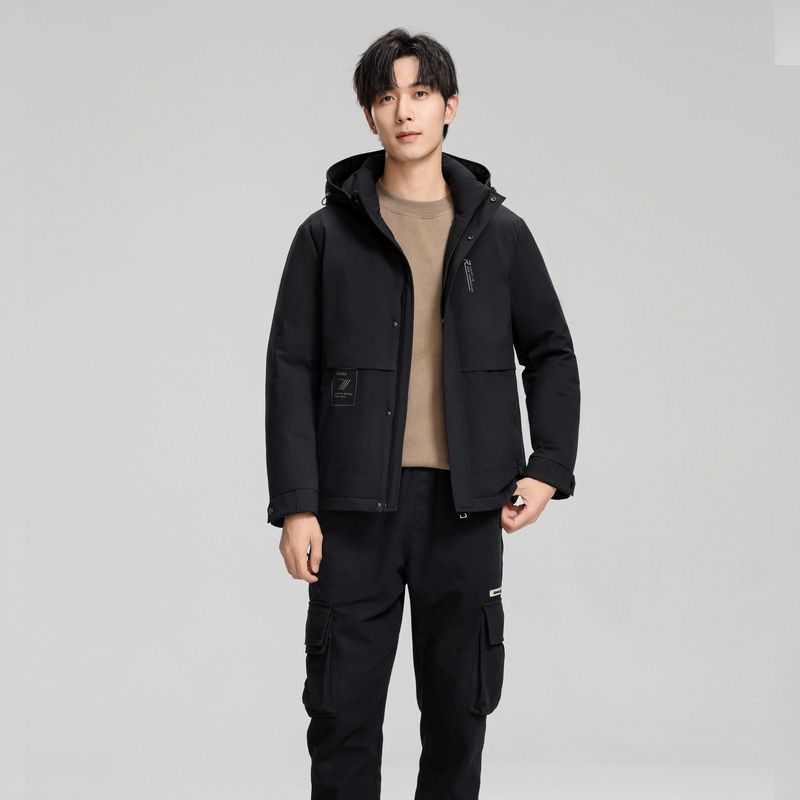 丰讯 男款冬季休闲商务时尚保暖防寒服可脱卸帽鸭绒衣外套 FXYL6876 羽绒服 170 黑色（单位：件）