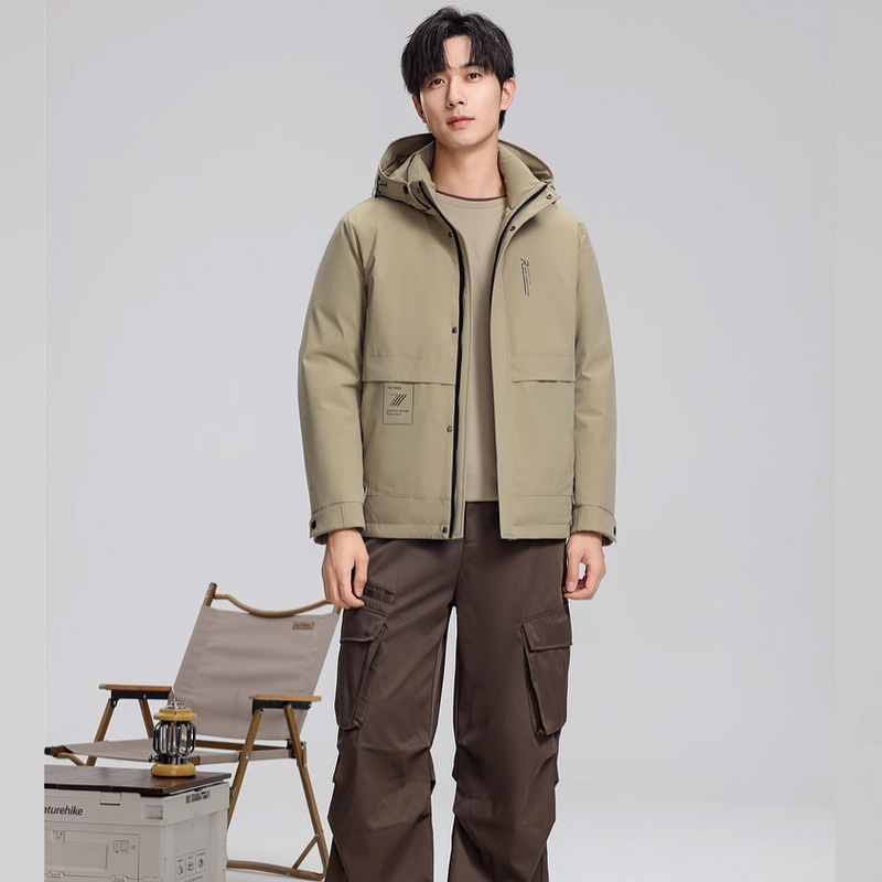 丰讯 男款冬季休闲商务时尚保暖防寒服可脱卸帽鸭绒衣外套 FXYL6876 羽绒服 170 米灰（单位：件）