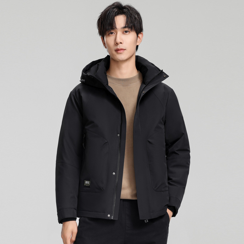 丰讯 冬款男士短款连帽时尚帅气纯色百搭商务休闲 FXYL6860 羽绒服 170 黑色（单位：件）