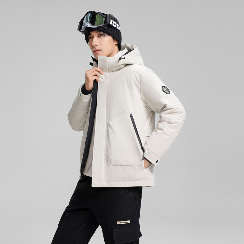 丰讯 冬款男士短款连帽时尚帅气纯色百搭商务休闲 FXYL6860 羽绒服 170 优雅米（单位：件）