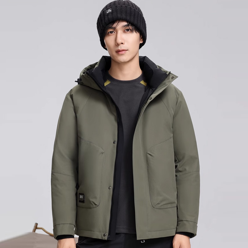 丰讯 冬款男士短款连帽时尚帅气纯色百搭商务休闲 FXYL6860 羽绒服 170 丛林绿（单位：件）