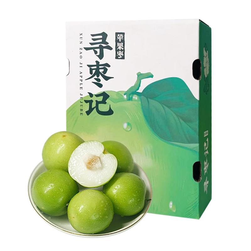食欲跳动 清脆可口 滑嫩多汁 云南版纳糖斑苹果枣 3斤礼盒装（单果约80-100g）  绿色（单位：盒）