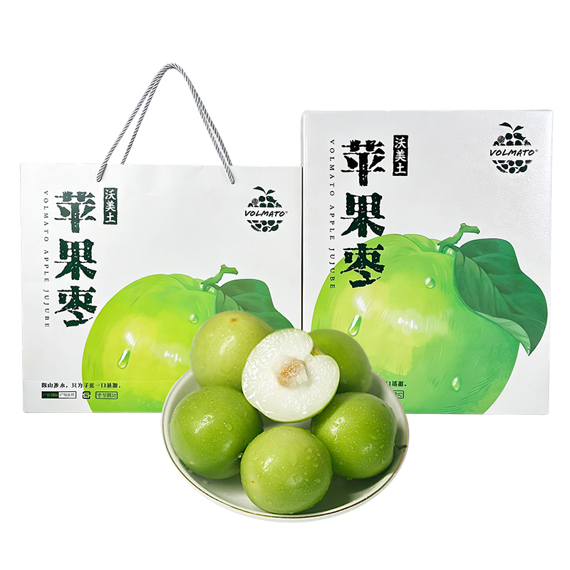 食欲跳动 清脆可口 滑嫩多汁 云南版纳糖斑苹果枣 16颗天地盖礼盒（单果约120-140g ）  绿色（单位：盒）