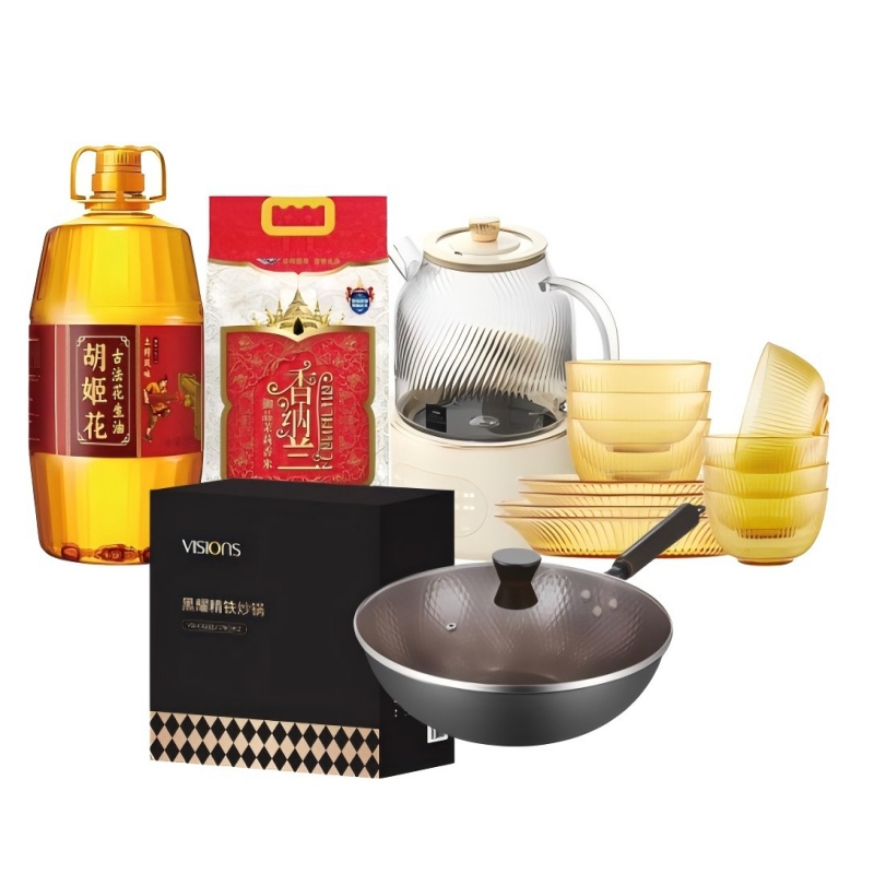 金龙鱼 /康宁 御膳家宴粮油厨具礼包 5L+5kg+康宁礼盒 混色（单位：箱）