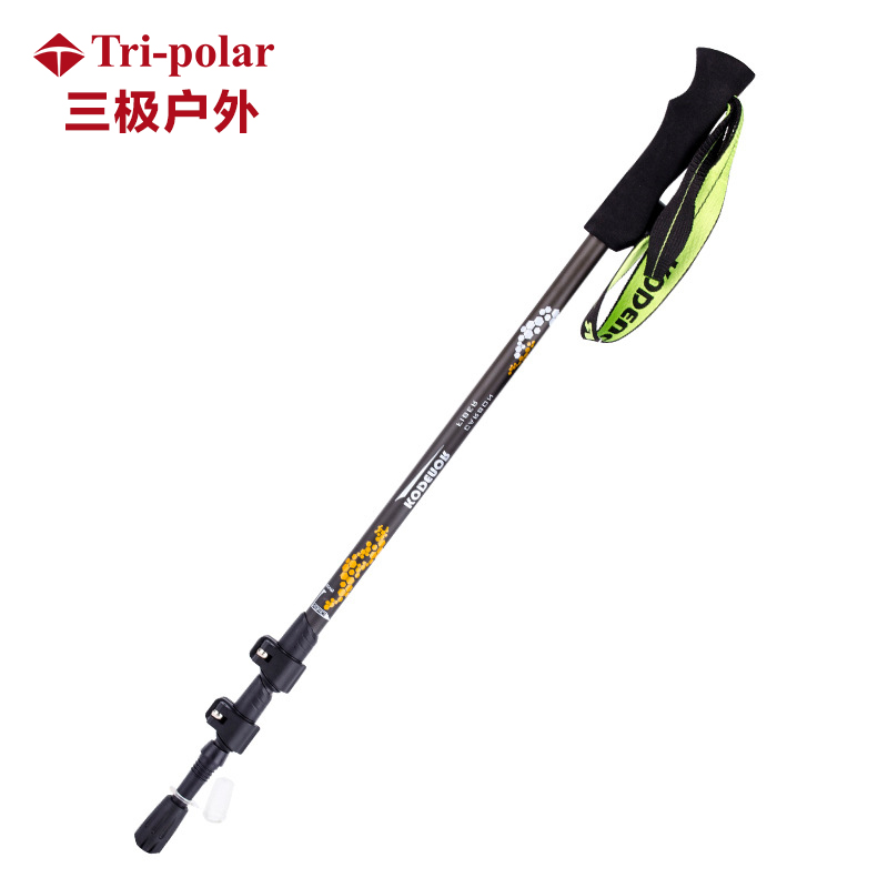 Tri-polar 户外碳素纤维手杖伸缩登山杖 TP3911 135cm 黄白（单位：根）