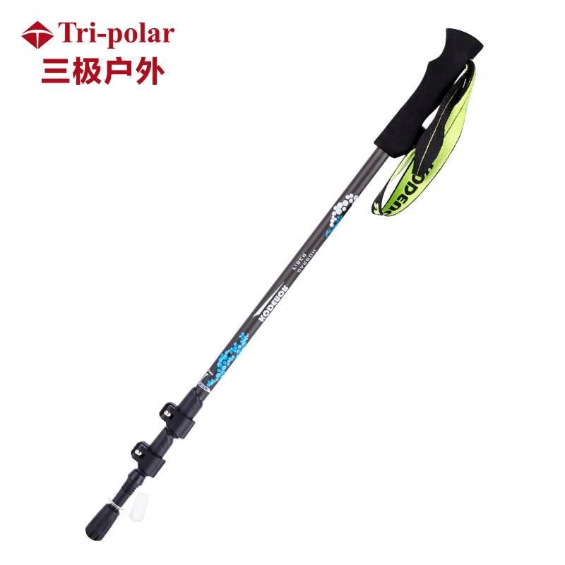 Tri-polar 户外碳素纤维手杖伸缩登山杖 TP3911 135cm 蓝白（单位：根）