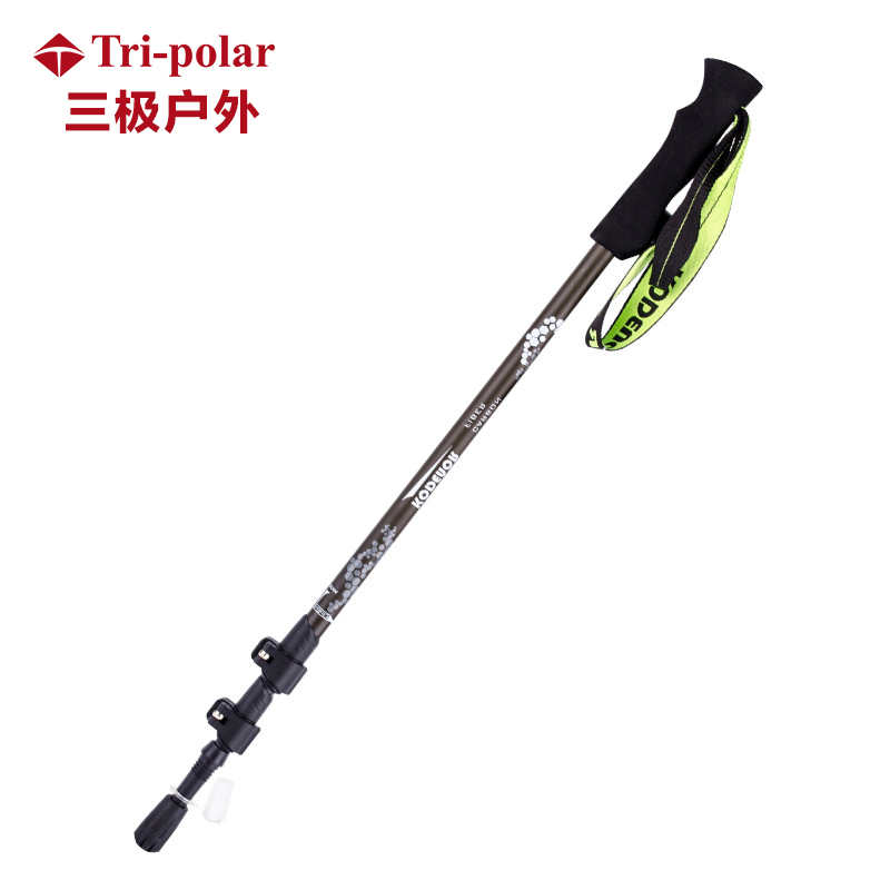 Tri-polar 户外碳素纤维手杖伸缩登山杖 TP3911 135cm 灰色（单位：根）