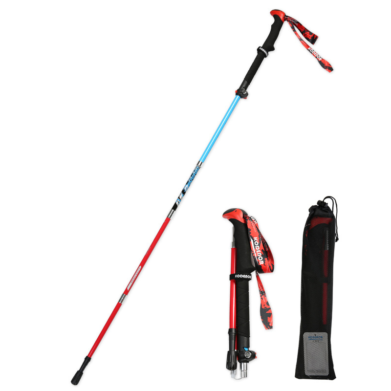 Tri-polar 碳素纤维5节登山杖 TP3914 35-110cm 短款 （适合身高145-170cm） 炫彩红（单位：根）