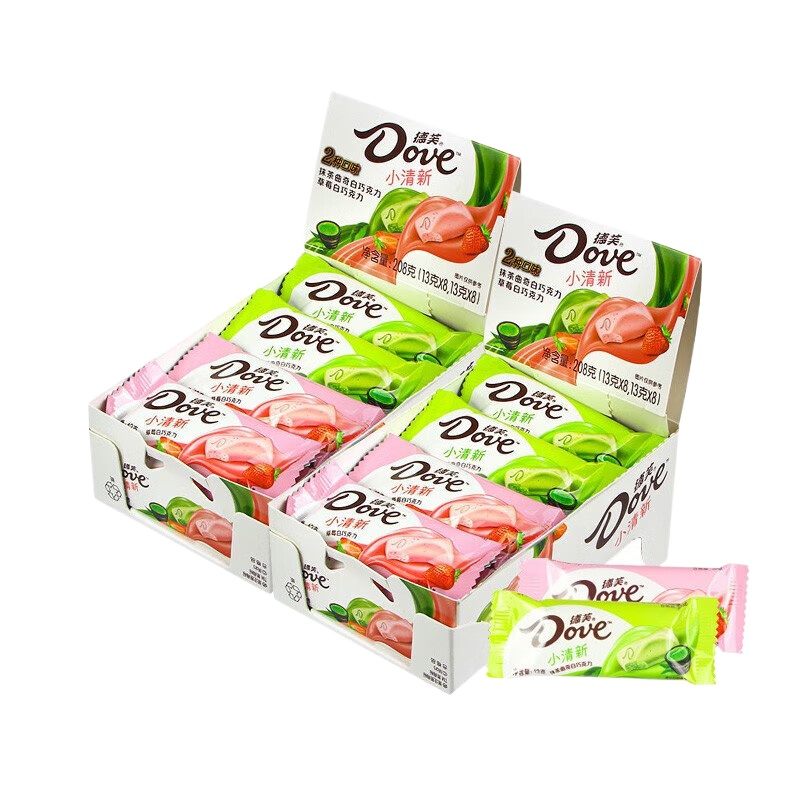 德芙（Dove） 小清新白巧克力 休闲零食 208g*2盒 混色（单位：组）
