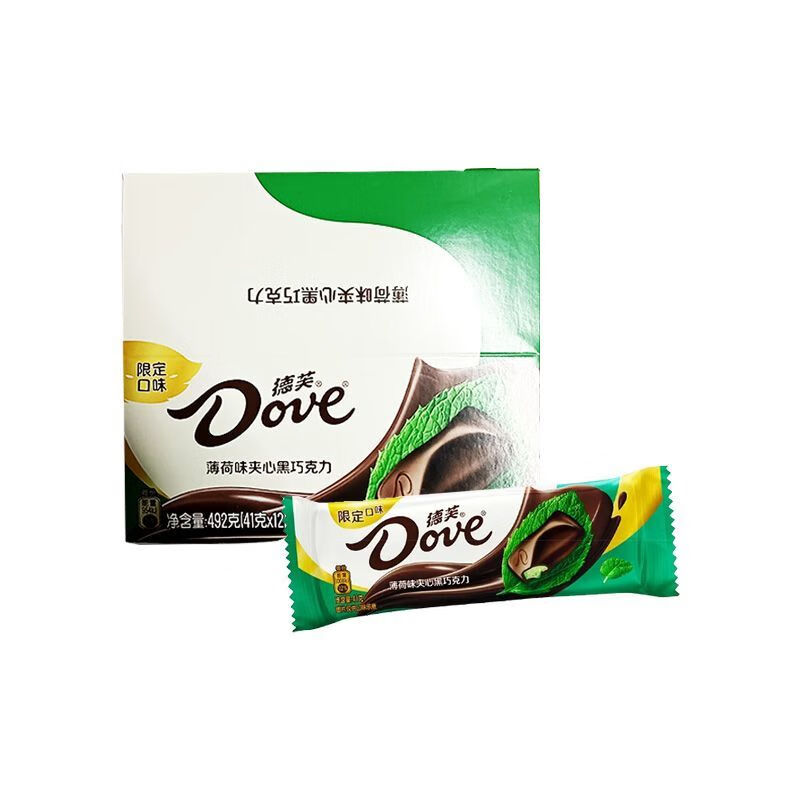 德芙（Dove） 夹心黑巧克力 薄荷味 41g*12条 混色（单位：盒）