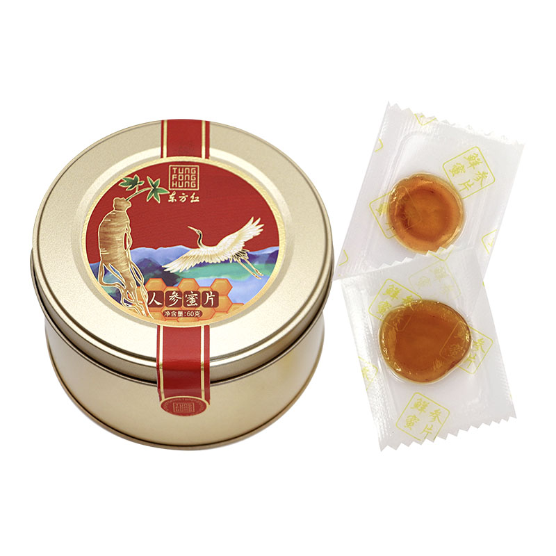 东方红 人参蜜片礼盒 新鲜人参切片 （60克/罐*4罐） 米白（单位：盒）