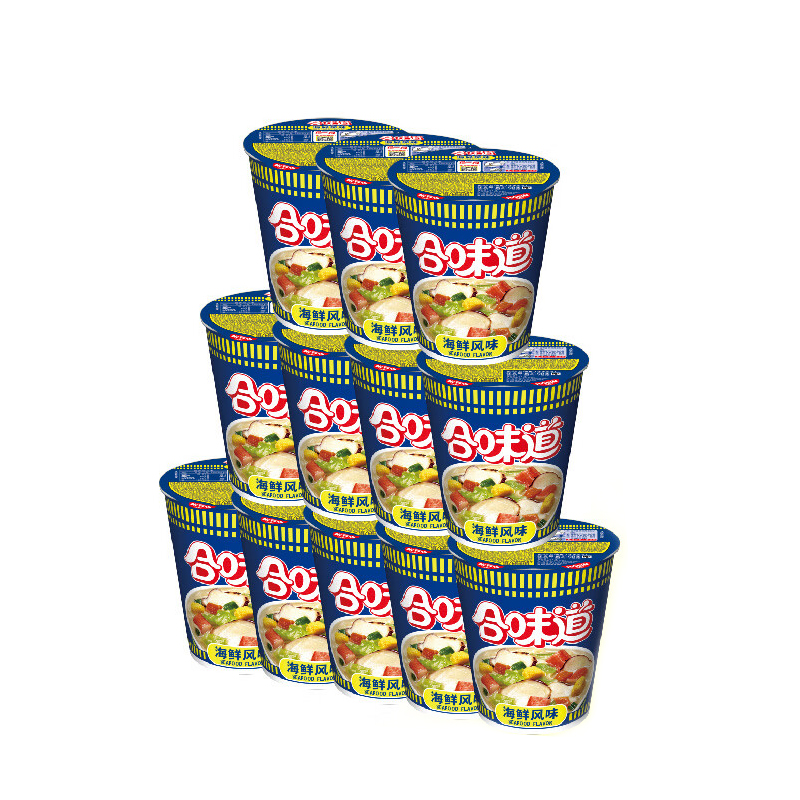 日清（Nissin） 合味道方便面 海鲜风味 76克*12杯  蓝色（单位：箱）
