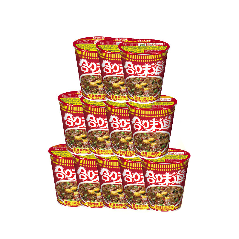 日清（Nissin） 合味道方便面 香辣牛肉风味 76g*12杯 枫叶色（单位：箱）