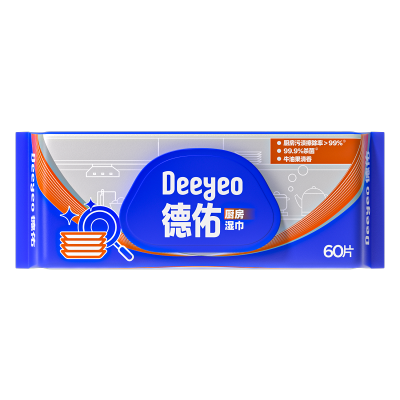 德佑  厨房湿巾  10020711  60片*1包   蓝色（单位：包 ）