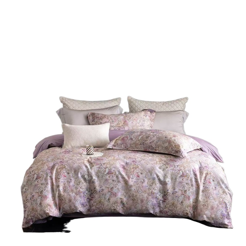 罗曼记忆 轻奢全棉60支贡缎印花四件套 JT25006 被套200*230cm  花漾（单位：套）