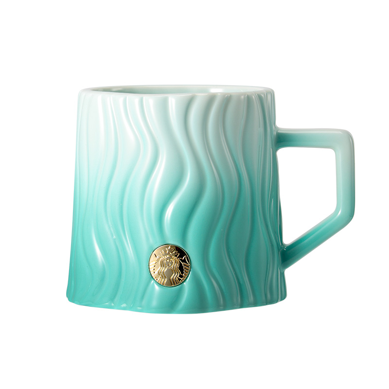 星巴克（Starbucks） 条纹浮雕款徽章马克杯 11179927 440ml  绿色（单位：个）