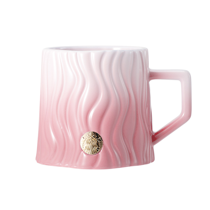 星巴克（Starbucks） 条纹浮雕款徽章马克杯 11180913 440ml  粉色（单位：个）