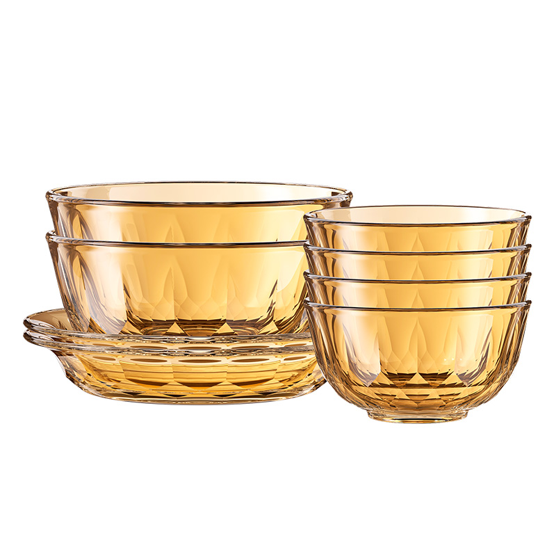 乐扣乐扣（LOCK&LOCK） 晶珀系列餐具8件套 LLG1028S8FU 5.5寸*4 个；7.5寸*2个； 6.6寸*2个 琥珀色（单位：套）