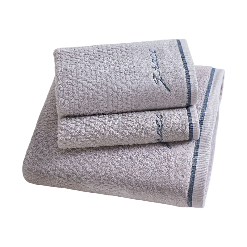 洁丽雅（Grace） 毛浴巾组合 家用纯棉 135*70cm*1 +68*34*2 灰色（单位：组）