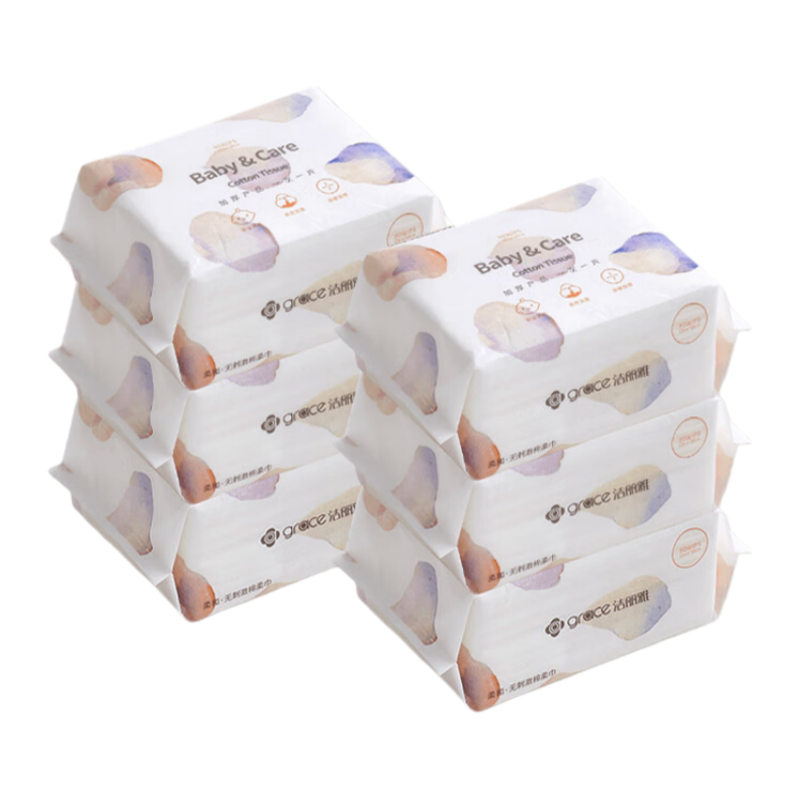 洁丽雅（Grace） 一次性洗脸巾 mrj021 90抽*6包 白色（单位：组）