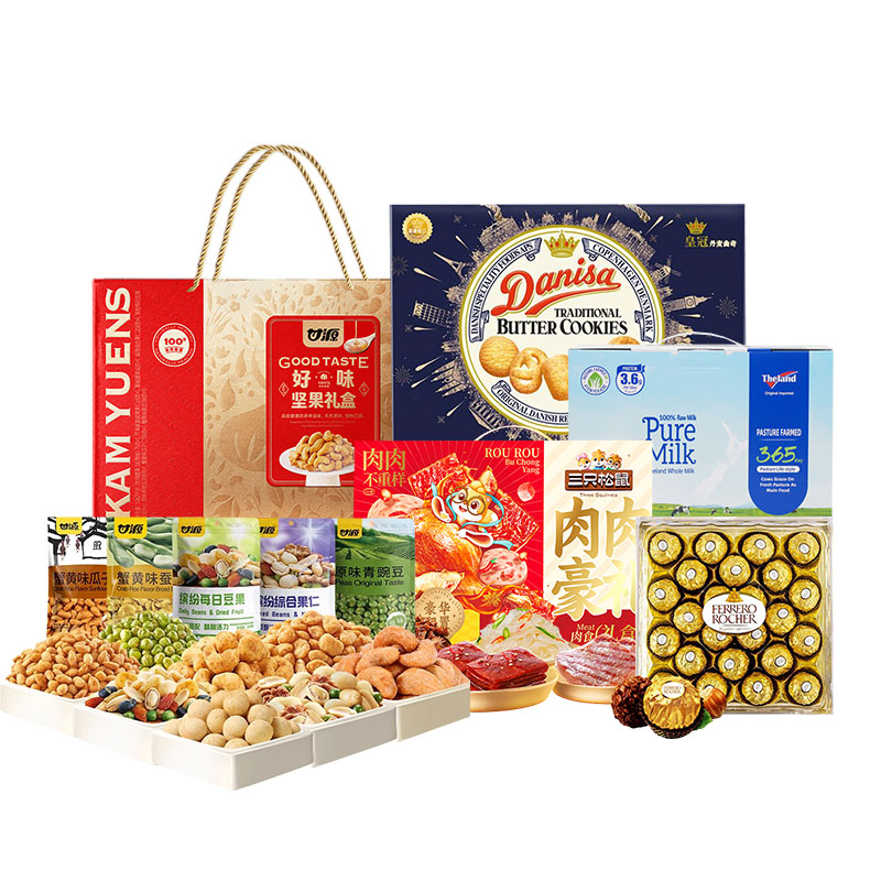 三只松鼠 /皇冠/甘源/费列罗/纽仕兰 坚果曲奇巧克力牛奶 组合 3668g+2.5L 混色（单位：组）