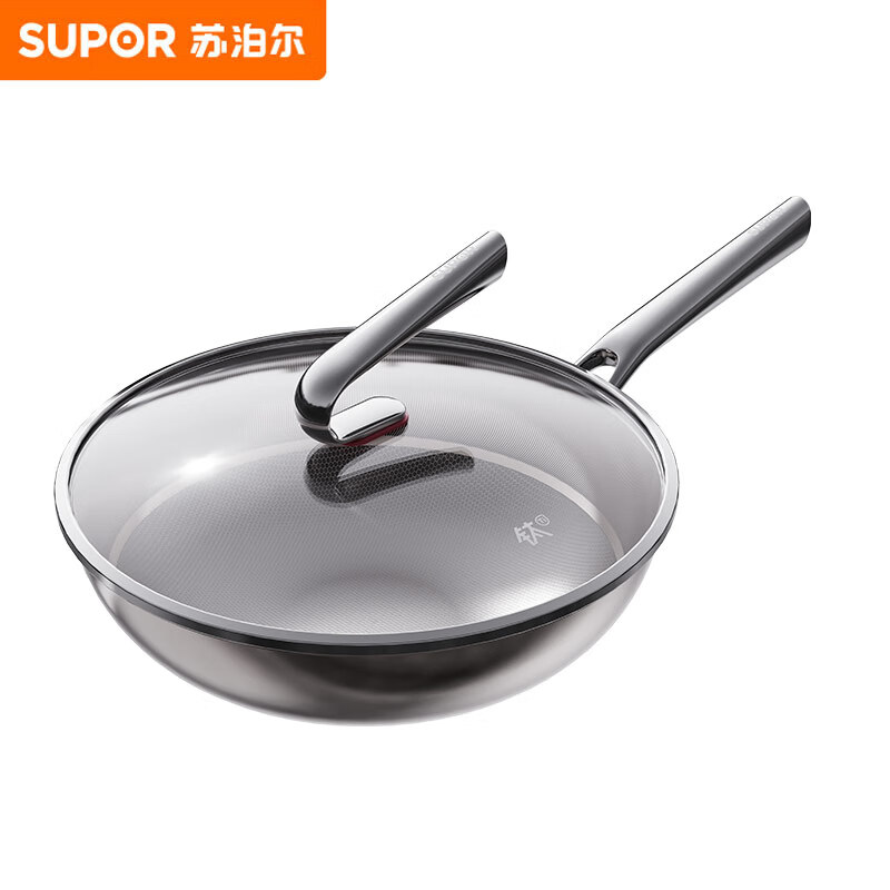 苏泊尔（SUPOR） 无涂层轻量钛锅▪炒锅 CC32T1 32cm 银色（单位：个）