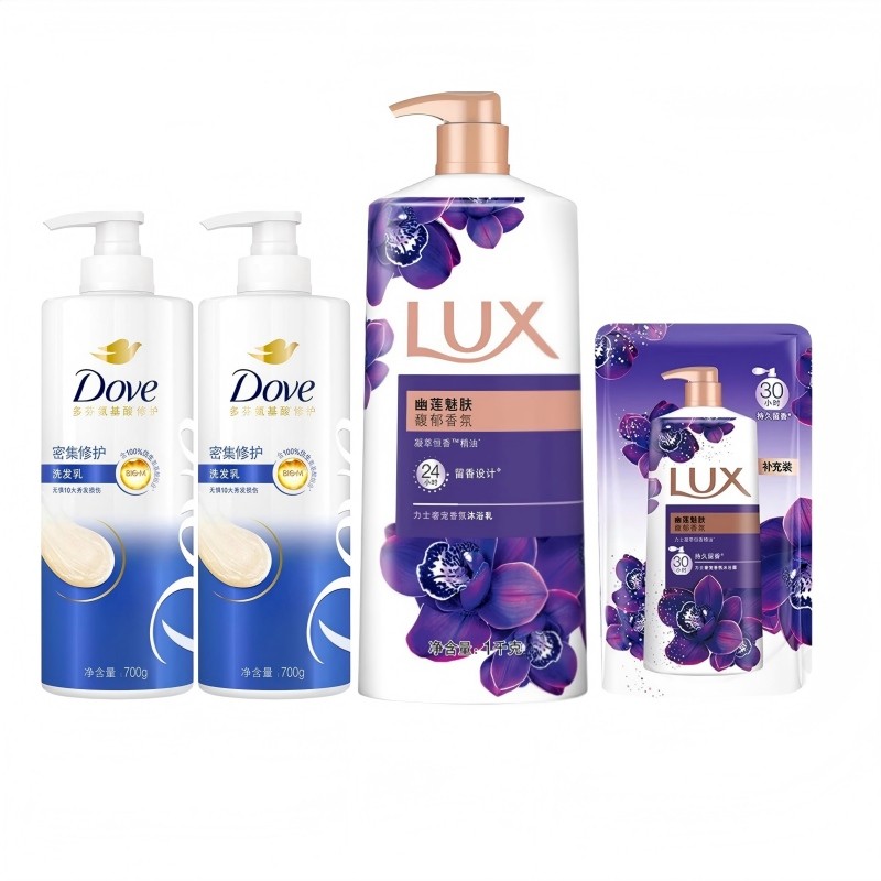 力士（LUX） 洗护组合 4件套 洗发水700g*2+沐浴露1kg+200g 混色 蓝色（单位：组）