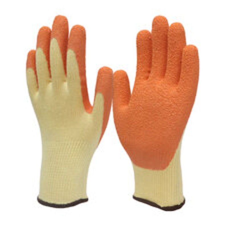 驰色 10针黄纱橘红乳胶皱纹手套 CS-GLOVE 018 12双/打  无色（单位：打）