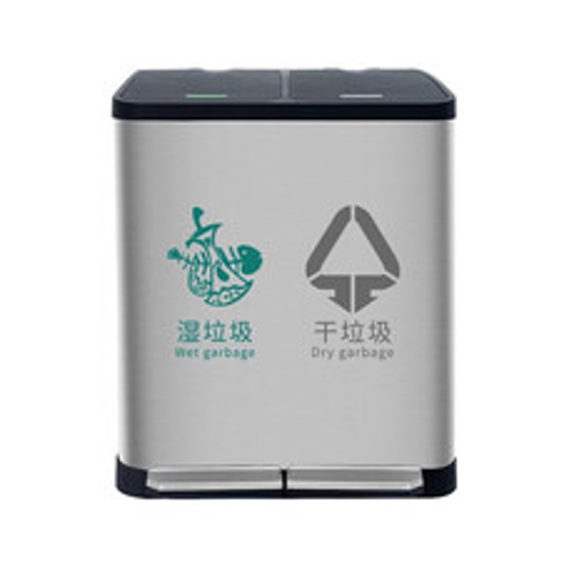 驰色 不锈钢分类垃圾桶CLF18H-2一分二桶塑料盖 CS-TC 015 1套  无色（单位：套）