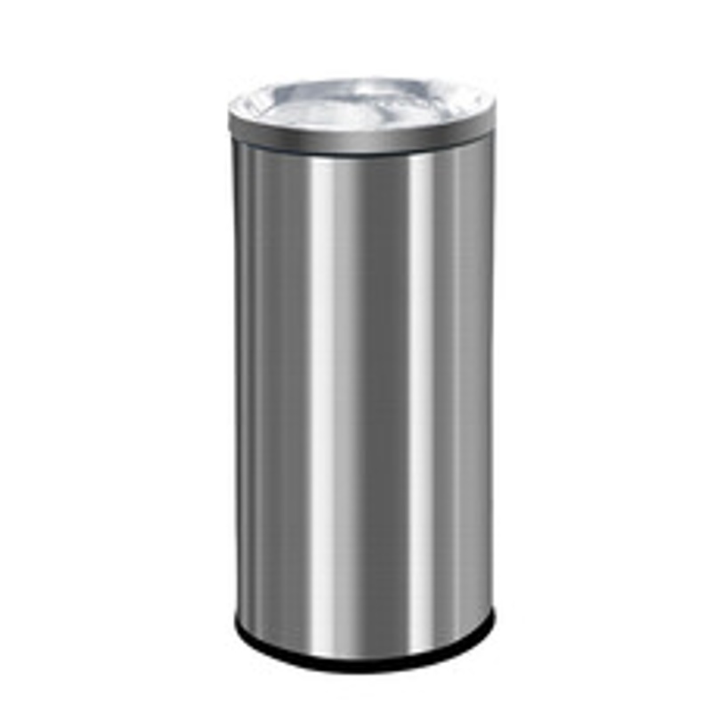 驰色 不锈钢直投垃圾桶CLD50S翻盖圆桶 CS-TC 012 1个  银色（单位：个）