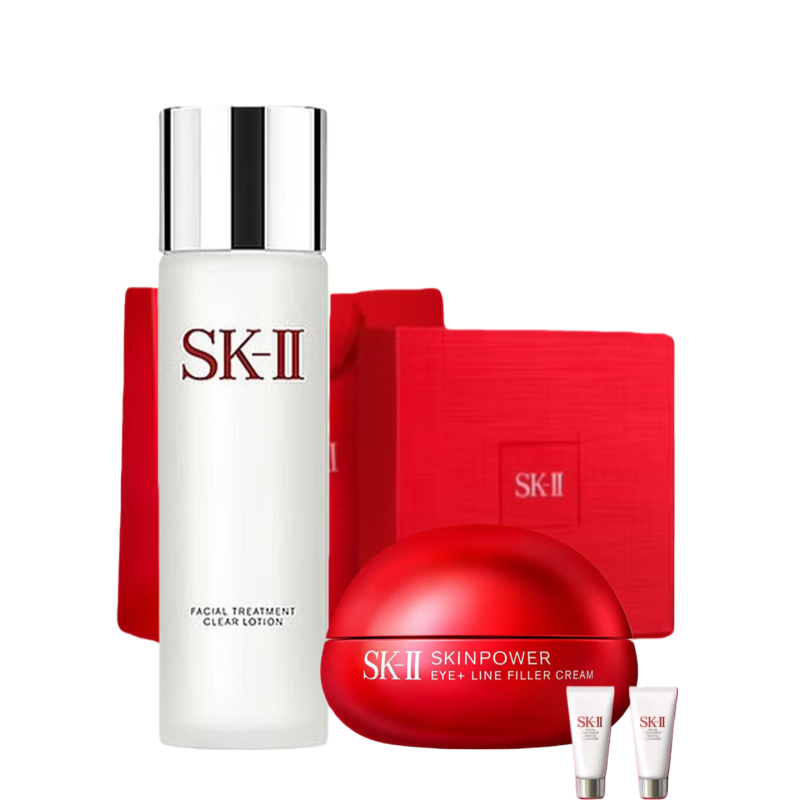 SK-II 赋能焕采眼霜+嫩肤清莹露 礼盒 15g+160ml+小样*2 红色（单位：套）